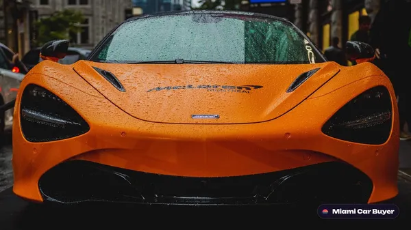 Orange supercar, the kind of car sold for cash across Miami-Dade